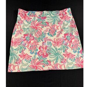 Stella Parker Collection Pink Teal Floral Athletic Skort Large Pull On Stretch